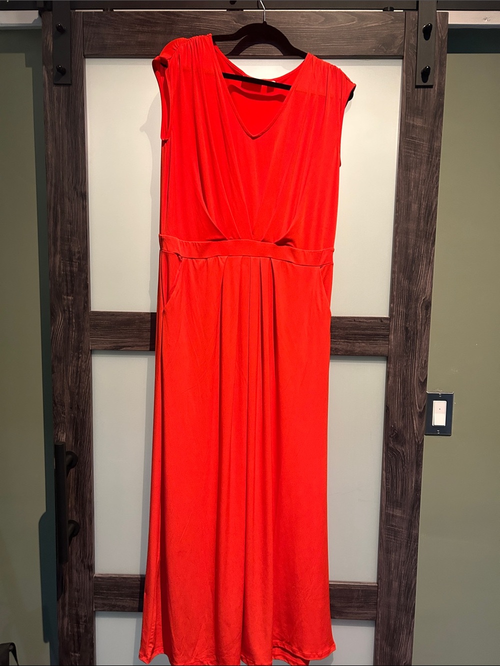 New York & Company Bright Red Sleeveless V-Neck Maxi Dress